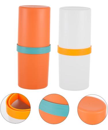 Beavorty Toothbrush Holder Set - 6-Piece Travel Organizer & Toothpaste Grinding Cup - White & Orange - Durable Toothbrush Case & Accessories - Buy Online on GoSupps.com