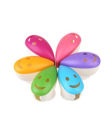 Beavorty Smile Face Toothbrush Holders Suction Cup for Houseware 4pcs ( Random Color )