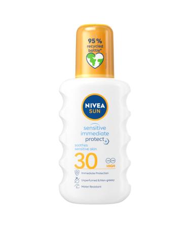 NIVEA SUN Sensitive Immediate Protect Spray SPF 30 (200ml) Sun Cream for Sensitive Skin Sun Protection Factor 30 Water-Resistant Sunscreen Spray 200 ml (Pack of 1) - Buy Online on GoSupps.com