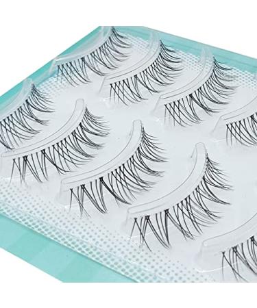 5 Pairs False Eyelashes Natural Look Soft Lahes Lightweight Reusable Asian Eyelash Japanese Korean Slim Transparent Band Bottom Lower Eye Lashes (W07-5pair)