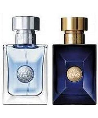 Versace Dylan Blue Man Eau de Toilette Spray 1 Ounce and Pour Homme Eau de Toilette Spray 1 Ounce 2-Piece Travel Set for Men