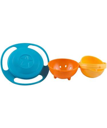 Jzhen Baby Bowl - 360 Gyroscopic Spill-Free Bowl for Toddlers & Babies (Blue & Orange) - Anti-Spill Lid Included Ideal for International Shipping - Buy Online on GoSupps.com
