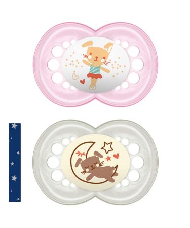 MAM Original Skin Soft Silicone Pacifier Set for Girls 16+ | 2 Pacifiers with Sterilized Transport Box & Washable MAM Clip It! - Buy Online on GoSupps.com