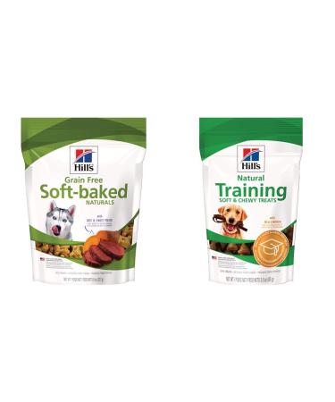 Hill's Grain Free Soft-Baked Naturals Dog Treats with Beef & Sweet Potatoes (8 oz) + Hill's Natural Soft and Chewy Training Dog Treats with Real Chicken (3 oz)