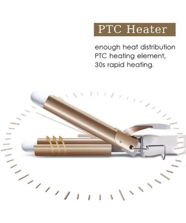 3 Barrel Hair Curler 25mm - Adjustable Temperature Hair Waver Curling Iron for Long or Short Hair Styling - Large Wave Ceramic Crimpers - Gold - Buy Online on GoSupps.com