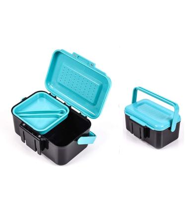 Toasis Fishing Live Bait Box Worm Storage Container Plastic Case with Tweezer Blue-2pcs