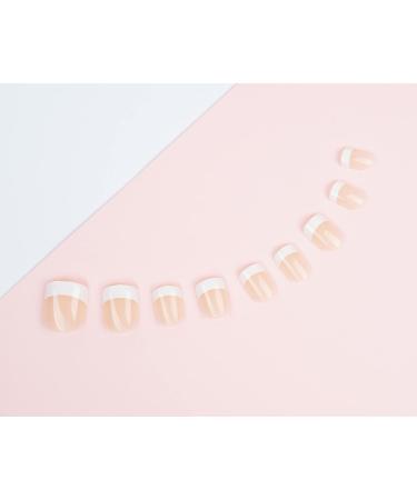 Acrylic Square Nails Set - 24 French Pink Rose Nails for Elegant Manicure - Buy Online on GoSupps.com