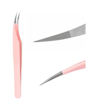 Buy Independent Pink Stainless Steel Curved Tweezers for Eyelash Extensions - Professional Striped Dolphin Form LW-HT | International Shipping Available - Buy Online on GoSupps.com