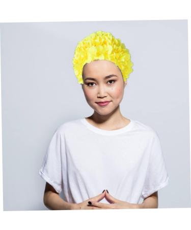 Yellow Floral Women's Swim Cap | Breathable Swimming Hat for Fashionable Women - Buy Online on GoSupps.com