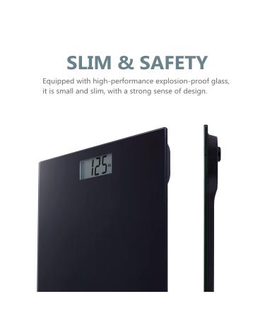 NUTRI FIT Digital Bathroom Scale - 400 lbs Ultra Slim & Accurate for Gym & Yoga Studio - Large Backlit Display - Black - Buy Online on GoSupps.com