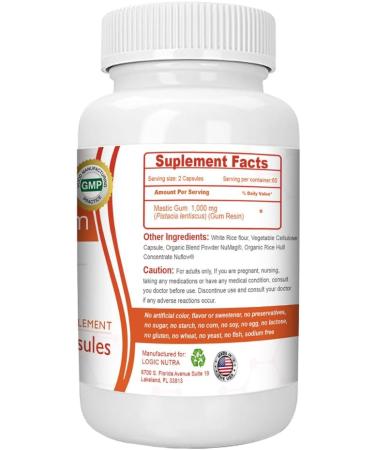 Logic Nutra Premium Mastic Gum 1000mg Digestive support - 120 Capsules - Buy Online on GoSupps.com