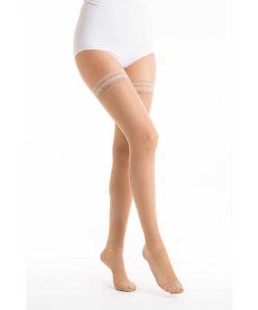 Relaxsan Basic 870 Thigh Support Stockings for Women - 18-22 mmHg Compression in Skin Color 4/XL with Silicone Band - International Shipping - Buy Online on GoSupps.com