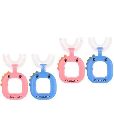 Mobestech 4 pieces U-shaped toothbrush for children toothbrushes for children Tool for toddlers Manual U-shape Tools Children's accessories portable children's toothbrush clean the lazy baby pp