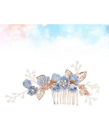FOMIYES Bride Wedding Hair Accessories Pearl Flower Hair Comb Rhinestone Bridal Hair Piece Wedding Headpiece for Women and Girls Blue - Buy Online on GoSupps.com