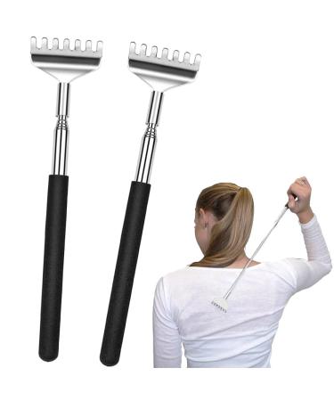 Voarge 2 pieces back scratcher made of high-quality stainless steel extendable up to 68cm telescopic metal back scratcher for head and back