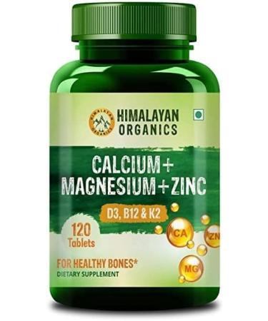 TJ Organics Calcium Magnesium Zinc Vitamin D3 & B12-120 Vegetarian Tablets