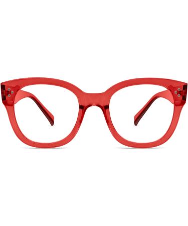 Shop Bold Frame Oversized Blue Light Glasses for Women - Stylish Round Computer Frames in Red | International Shipping - Buy Online on GoSupps.com