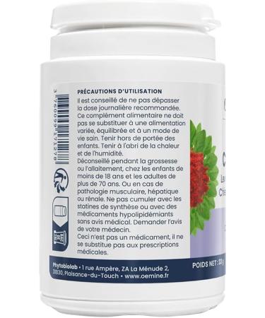 Oemine Colestrol - 180 G lules V g tales (6 mois) - Levure de Riz Rouge 187mg Monacoline K 2 9 mg - Compl ment Alimentaire Contribue au Maintien de Niveaux Normaux de Cholest rol dans le Sang - Buy Online on GoSupps.com