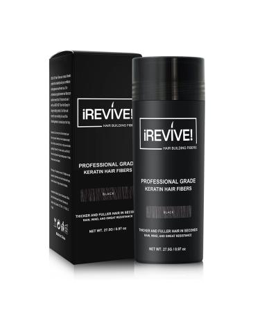 iRevive! Keratin Hair Fibers to Add Volume and Texture to Hair Loss - Instant Thick Hair in 30 Seconds - Last at Least for 24 hours - For Men and Women - 27.5 G (Black)
