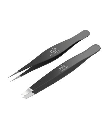 Majestic Bombay Fine Point + Slant Tweezers for Women and Men  Splinter Ticks, Facial, Brow and Ingrown Hair RemovalSharp, Needle Nose, Surgical Tweezers Precision best tweezers for chin hair Black - Buy Online on GoSupps.com