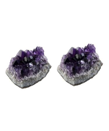 MUCKLILY Purple Ornament 2pcs Amethyst Cluster Chips Natural Crystal Decoration Natural Crystal Ornament Various Ornaments