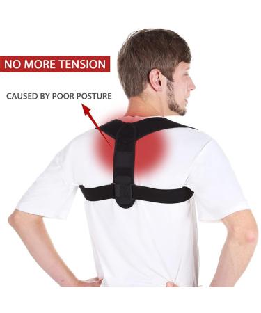 Adjustable Upper Back Brace & Posture Corrector for Pain Relief | Support for Neck Spine & Shoulders - Unisex (Black - Buy Online on GoSupps.com