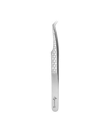 Beauty7 Eyelash Tweezers Stainless Steel Sharp Tips for Semi-Perm Lash Extension Color Silver Silver03