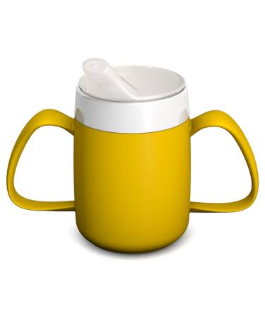 ORNAMIN 2-henkel mug with drinking trick 140 ml yellow with a beak attachment (model 815 + 806) / special drinking aid tremor cup beak cup