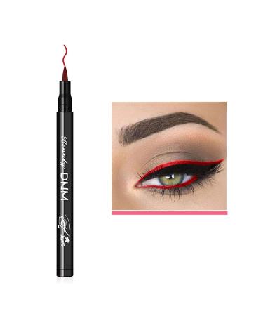 MAFK Liquid Eyeliner Matte Liquid Eyeliner Colorful Eye Liner Pen Neon Eyeliner Makeup Waterproof Smudge-Proof Smooth Eyeliner Pen (Red)