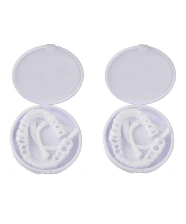 Flipped warm 2 pairs of veneers teeth set at the top and bottom dentures for plug in teeth for plug in false teeth for men women bad tooth whitening alternative
