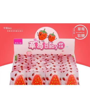 Strawberry shaped fruit lollipop Children's lollipop snack gift Halloween candy Instant fudge Gummies Fruit juice candy Cute candy Dessert Dim sum Soft candy Chinese snacks (10 pcs) - Buy Online on GoSupps.com