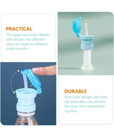 Kisangel 2pcs Spill-Proof Water Bottle Caps with Straw for Kids - Sky Blue | Portable Twist Cover Sippy Cap for Juice and Soda - Buy Online on GoSupps.com