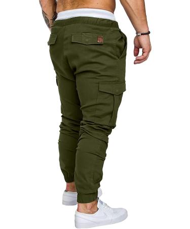 JMIERR Men's Fashion Cargo Pants - Green Cotton Tapered Joggers with 6 Pockets - Buy Online on GoSupps.com