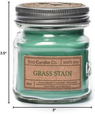 Eco Candle Co. Recycled Candle - Fresh Cut Grass Scent | 100% Soy Wax Hand Poured Eco-Friendly | 8 oz. Sustainable Candle - Buy Online on GoSupps.com