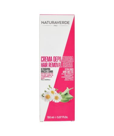 Naturaverde Naturaverde | PRO - Hair Removal Cream with Organic Aloe Vera and Chamomile Extract Arm and Leg Cream Ultra-Fast Act Men's Hair Removal Cream for Hair Body 150 ml Pot