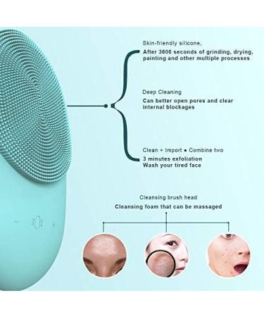 Buy Sonic Waterproof Facial Cleansing Brush - 8 Speeds Soft Silicone Heated Massage for Deep Cleansing & Exfoliation (Green) - International Shipping Available - Buy Online on GoSupps.com