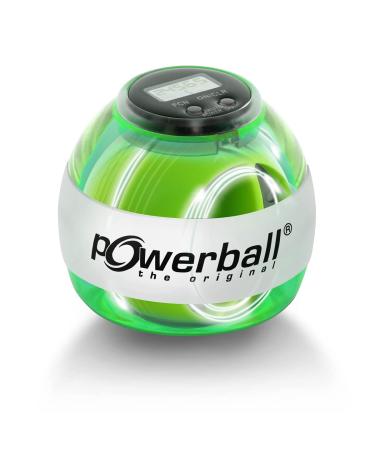 Powerball Max Green gyroscopic hand trainer with a green light effect including a speed meter transparent green the original from Kernpower