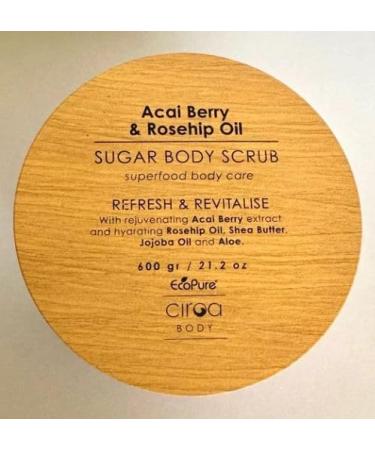 CIROA Acai Berry & Rosehip Oil SUGAR BODY SCRUB Refresh & Revitalise Superfood Body Care 21.2 oz / 600 gr