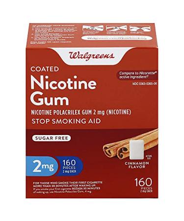 Walgreens Coated Nicotine Gum 2 mg Cinnamon 160 ea