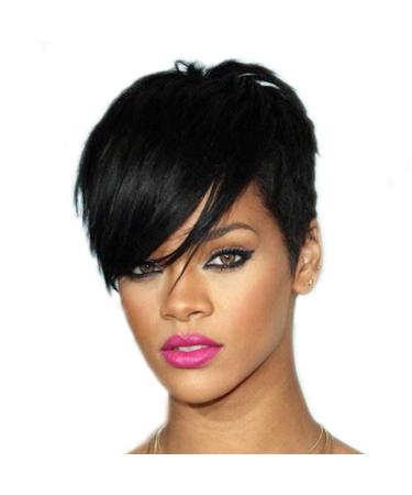 Shop Rihanna-Inspired Short Black Straight Fashion Wig | High Temperature Silk Hair - International Shipping Available - Buy Online on GoSupps.com