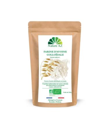 Nature AZ Organic Colloidal Oatmeal Ultra Fine Powder Rich in Fiber & Beta-Glucans Anti-inflammatory Soothing for Sensitive Skin 200g Bag French Production.
