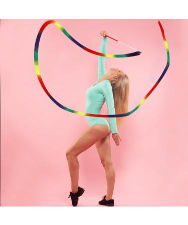 Dance Ribbons Set - 78.7 Inch Rhythmic Gymnastics Ribbon with Dancer Wand - Rainbow Dancing Streamers for Kids & Adults - Buy Online on GoSupps.com