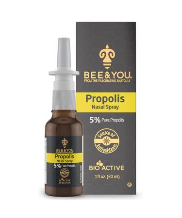 BEE and You Natural Propolis Nasal Spray 1 Fl oz | Congestion Relief Drug Free & Alcohol Free Medical Grade Propolis Nose Drops Sinus Relief Allergy Nasal Moisturizing Spray
