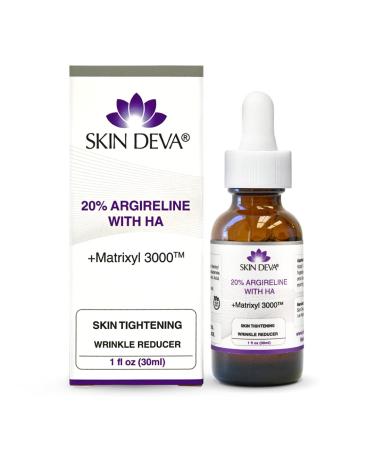 SKIN DEVA 20% Argireline Serum with Matrixyl 3000 Pure Hyaluronic Acid Serum For Face Deep Wrinkle Reducer Anti Aging Tones Skin and Stimulates Collagen Peptides Serum For Face