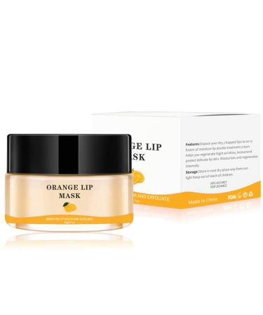 Lip Sleeping Mask Lip Sleep Mask Overnight Lip Skincare Lip Oils Lip Moisturiser for Dry Chapped Peeling Cracked Lips Fades Lip Lines Night Moisturizing and Repairing Lip Mask(Orange)