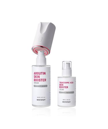 Arbutin Skin Booster Serum with Device + Tranexamic Acid Skin Booster Cream - Korean Face Serum with 10% Niacinamide and 2% Arbutin & 3% TXA - Home Face Massage Tool - Boosts Skin Absorption by 770%