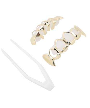 Hollow Plating Teeth Brace Fashionable Metal Teeth Decoration Jewelry for Party Suitable for Halloween Parties (Gold)