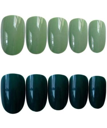 Buy HUIL Artificial Double Green Round False Nails - 24pcs Nail Stickers for Perfect Manicure | International Shipping - Buy Online on GoSupps.com