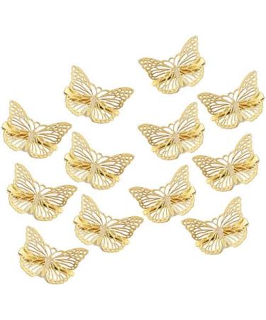 Butterfly hair clips 12 pieces of cute metal butterfly hair clips accessories hollow butterfly hair clips for women girls wedding brides (gold)