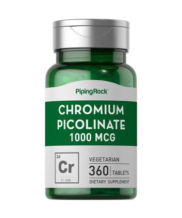 Chromium Picolinate | 1000 mcg | 360 Tablets | Chromium Supplement | Vegetarian, Non-GMO, Gluten Free | by Piping Rock - Buy Online on GoSupps.com
